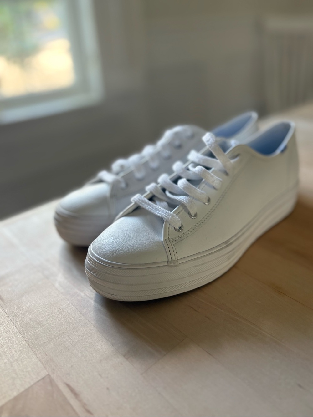 Keds White Platform Lace-Up Sneakers